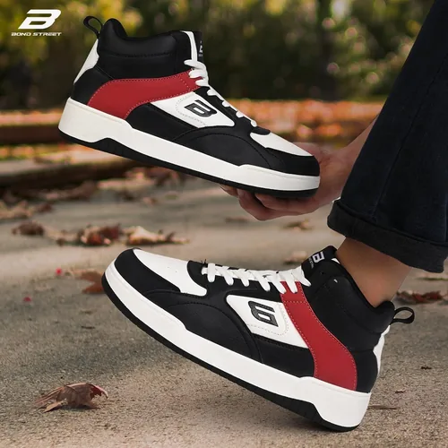 Bond Street Men's Casual Sneakers | PU Upper Lace-Up Shoes with Durable PVC Sole | Stylish & Comfortable Everyday Footwear