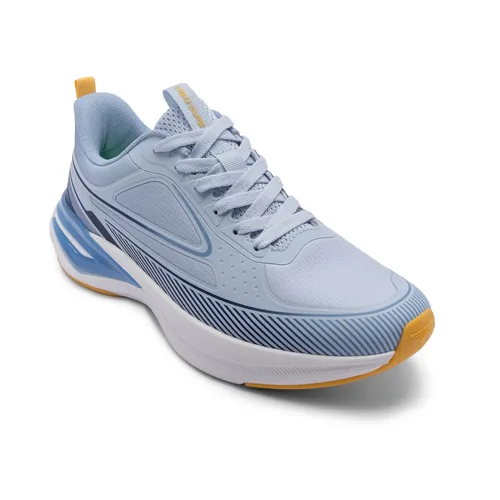 Red Tape Blue White Knit Sports Shoes for Men, men's sports shoes — angled front view