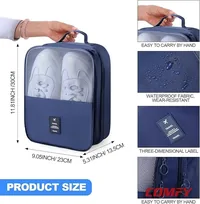 Waterproof Shoe Bags for Travel Bag for Packing Portable Shoe Cubes (Blue) — side view