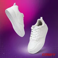 Bond Street Men’s Casual Sneakers — White | PU Lace-Up Everyday Shoe