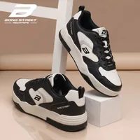 Bond Street Men's Black and White Casual Sneakers, men's casual shoes — angled front view