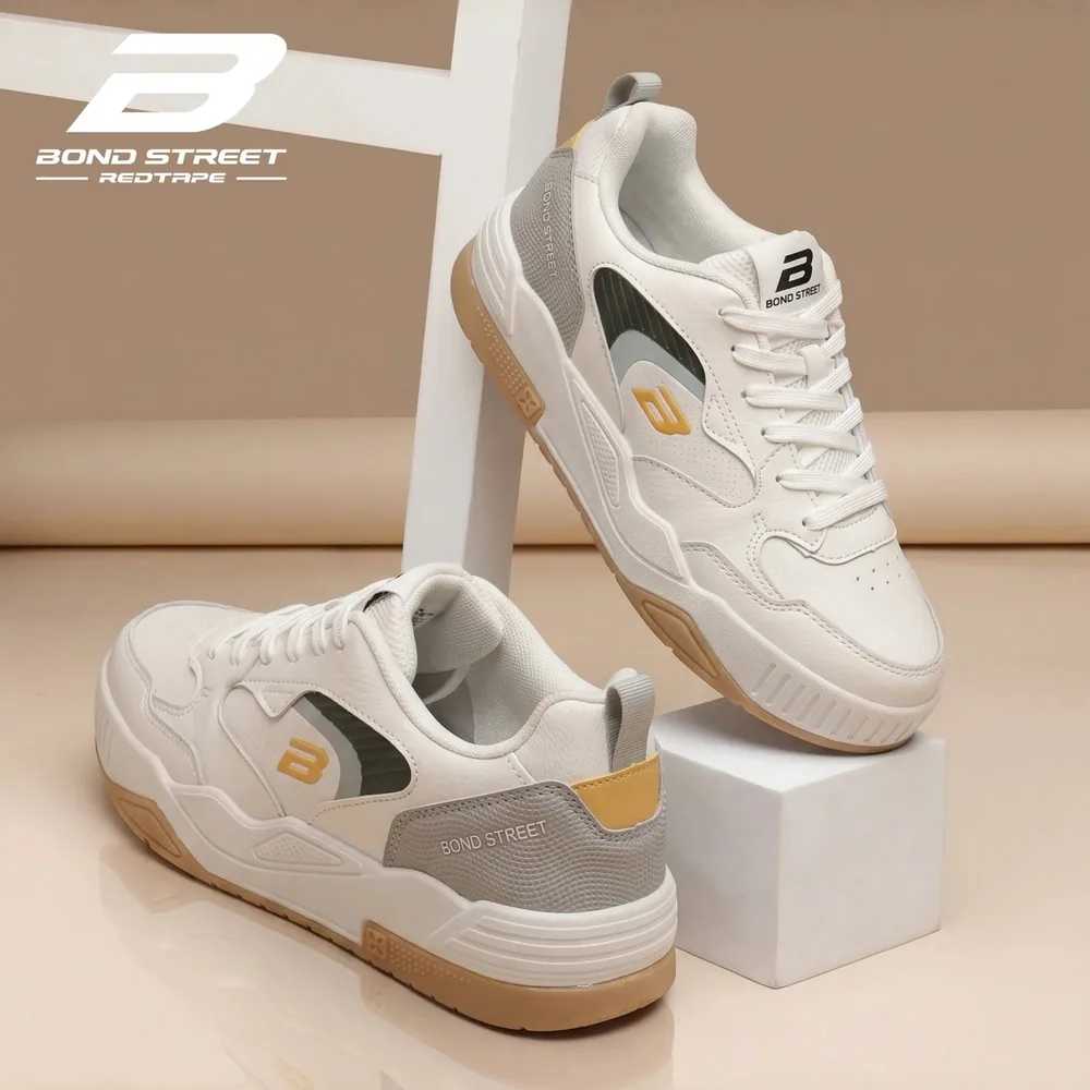 Bond Street Men's White Casual Sneakers Bond Street by Redtape, men's casual shoes — angled front view