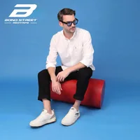 Bond Street Men's White Casual Sneakers Bond Street by Redtape, men's casual shoes — front and back view