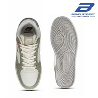 Bond Street Men's White & Green Casual Sneakers, men's casual shoes — top view