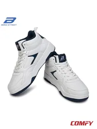 Bond Street Men's Casual Sneakers in Navy and Blue, men's high top sneakers — angled front view