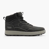Highland Creek Warm Lined Lace-Up Winter Boot in Black, men's boots — angled front view