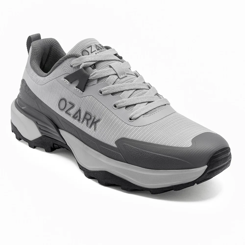 Ozark Grey Flex Trekking Shoes for Men, men's trekking shoes — angled front view