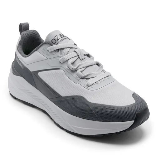 Red Tape Grey Trekking Shoes for Men, men's outdoor shoes — angled front view