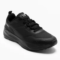 Red Tape Full Black Trekking Shoes for Men — angled front view