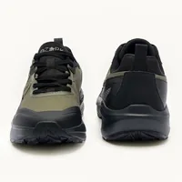 Red Tape Olive Black Trekking Shoes for Men, men's outdoor shoes — front and back view