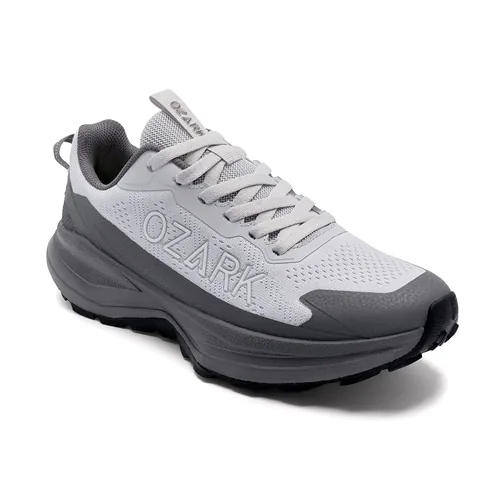 Red Tape Grey Trail Running Shoes for Men, men's outdoor shoes — angled front view