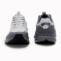 Red Tape Grey Trail Running Shoes for Men, men's outdoor shoes — front and back view