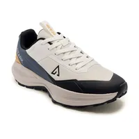 Ozark Olive Trail Running Shoes for Men in White Blue, men's outdoor shoes — angled front view
