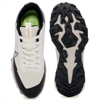 Ozark Olive Trail Running Shoes for Men in White Blue, men's outdoor shoes — top view