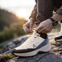 Ozark Olive Trail Running Shoes for Men in White Blue, men's outdoor shoes — outsole and tread detail