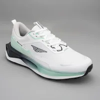 Red Tape Men's Athleisure  Sports Shoes for Everyday Comfort in White Green, men's sports shoes — angled front view