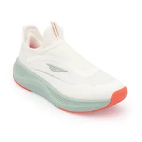 Red Tape Walking Shoes for Women in White and Mint green in Green/Orange, women's walking slip-on — angled front view