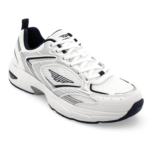 Red Tape Casual Shoes for Men for Everyday Style in Grey/Navy, men's lifestyle sneakers — angled front view