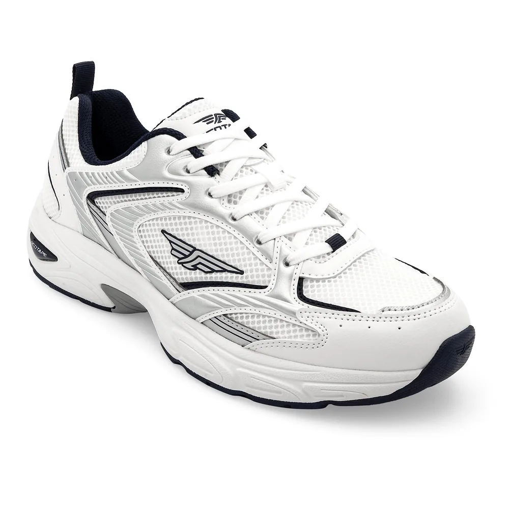 Red Tape Casual Shoes for Men for Everyday Style in Grey/Navy, men's lifestyle sneakers — angled front view