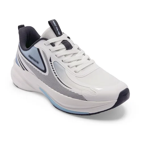 Red Tape White Blue Mesh Sports Shoes for Men, men's sports shoes — angled front view