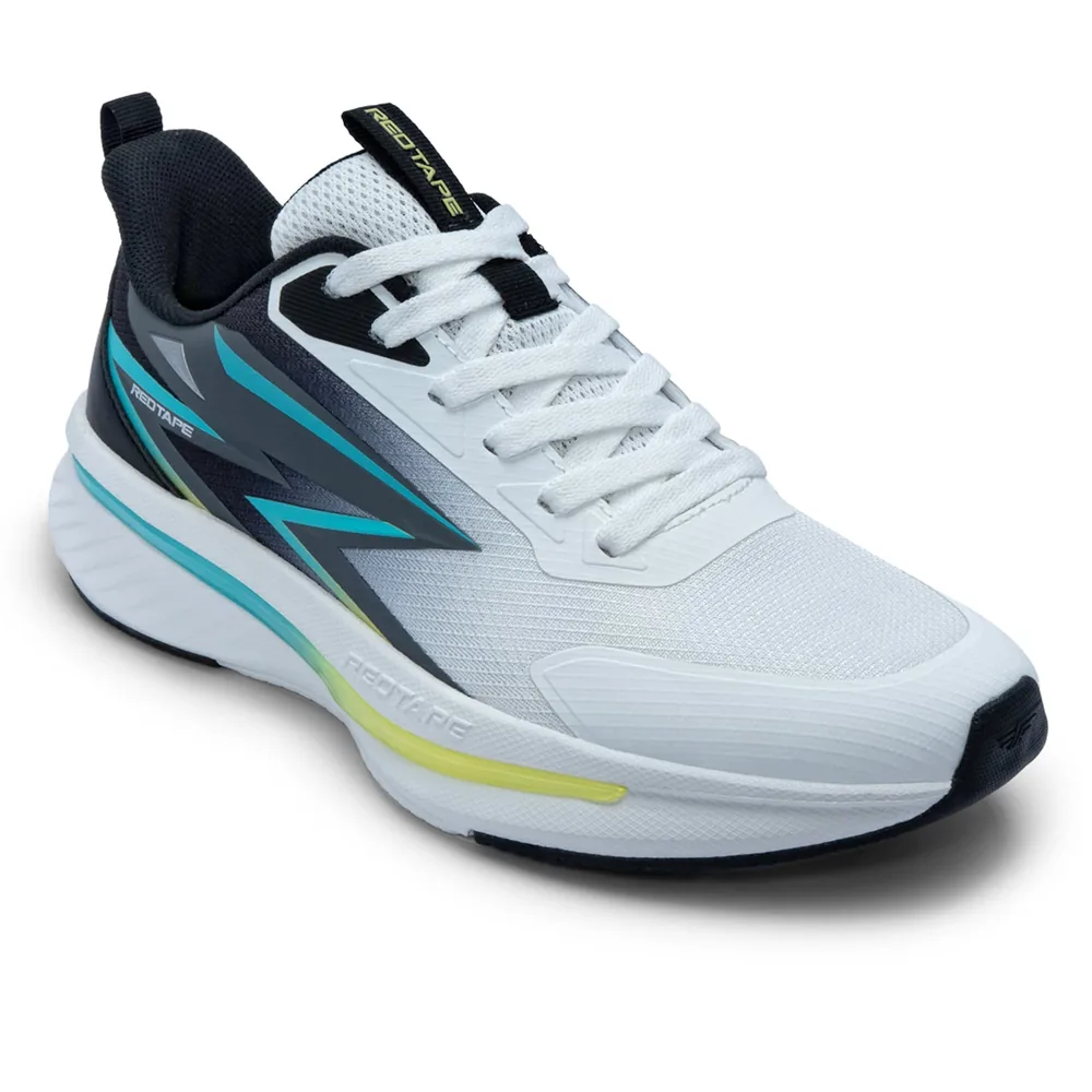 Red Tape Low Cut Sports Shoes for Men in White, men's sports shoes — angled front view